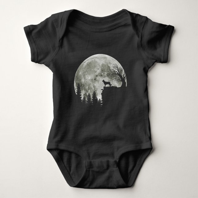 Border Collie silhouette On Mountain Halloween Dog Baby Bodysuit (Front)