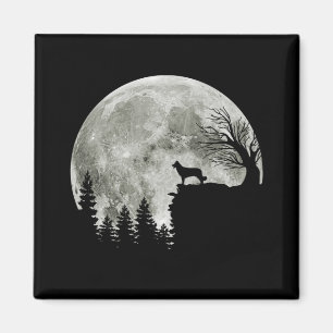 Border Collie silhouette On Mountain Halloween Dog Magnet