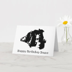 Border Collie Silhouette Personalised Birthday Card