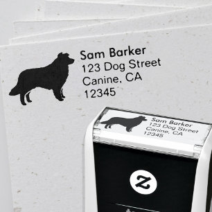 Border Collie Silhouette Return Address Self-inking Stamp