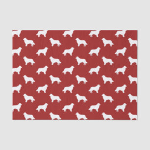 Border Collie Silhouettes Pattern Red Tissue Paper