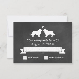 Border Collie Silhouettes Wedding Reply RSVP Card