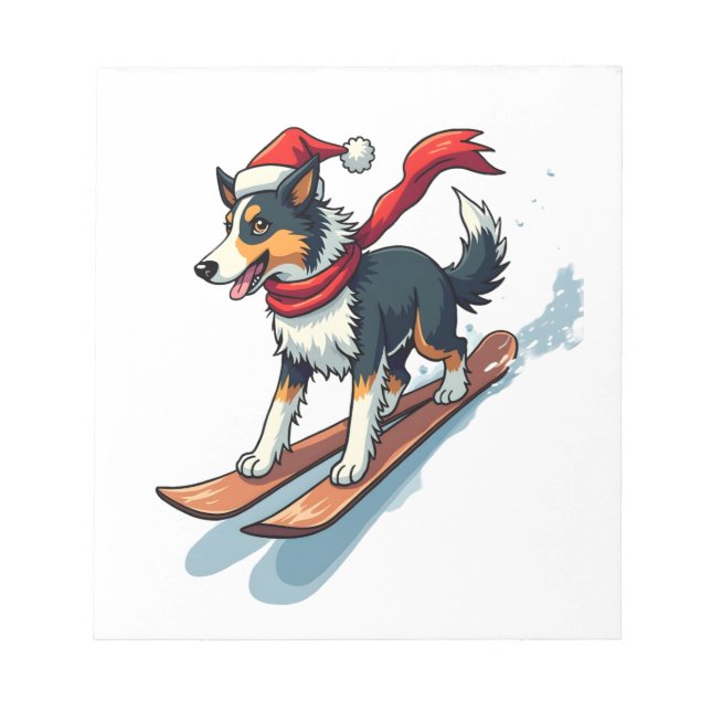 Border Collie Snowboarder Notepad (Front)
