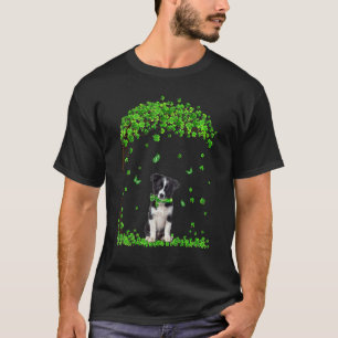 Border Collie St Patricks Day  Irish Shamrock Dog  T-Shirt