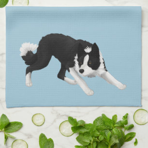 Border Collie Stare Tea Towel