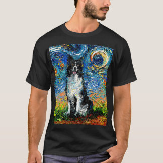 Border Collie Starry Night Impressionist Dog Art b T-Shirt