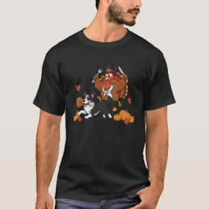 Border Collie Turkey Autumn Thanksgiving Womens Me T-Shirt
