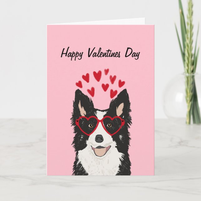 Border Collie Valentines Day Card (Front)