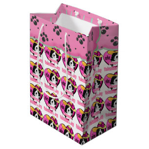Border Collie Valentine's Day Medium Gift Bag