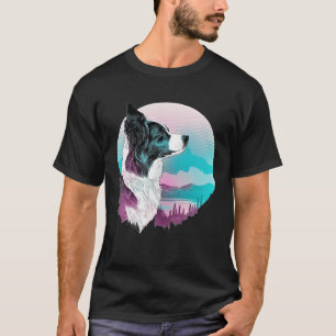 Border Collie Vaporwave Retrowave Aesthetic T-Shirt