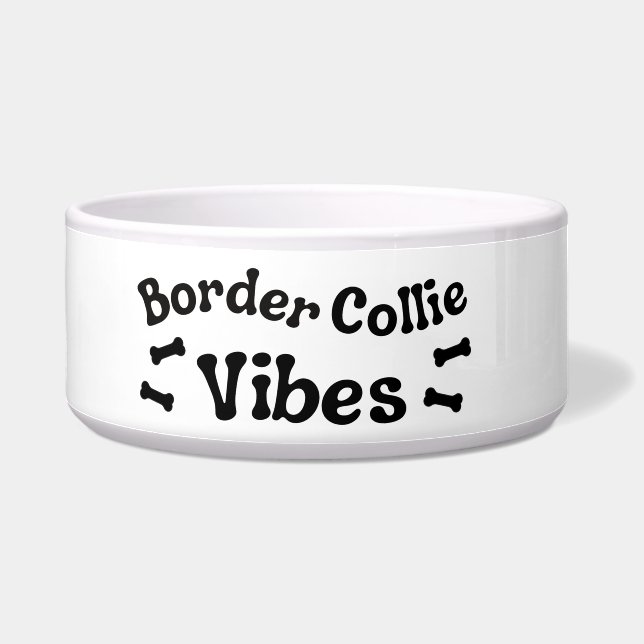 Border Collie Vibes Ceramic Dog Bowl (Left)
