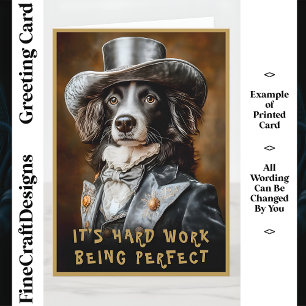 Border Collie Victorian Outfit CF5 Custom Name  Card