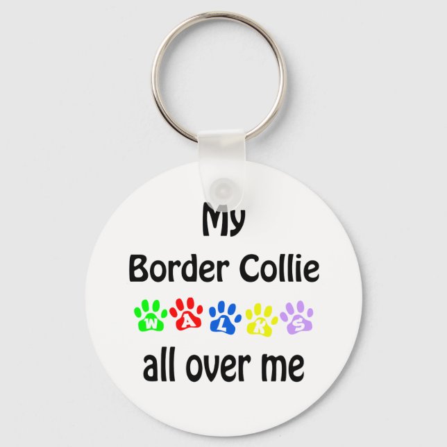 Border Collie Walks Design Key Ring (Front)