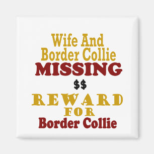 Border Collie & Wife Missing Reward For Border Col Magnet