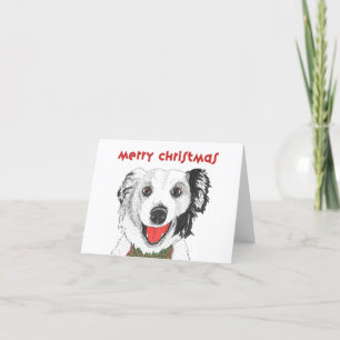 Border Collie with Bow Tie - Merry Christmas Holiday Card
