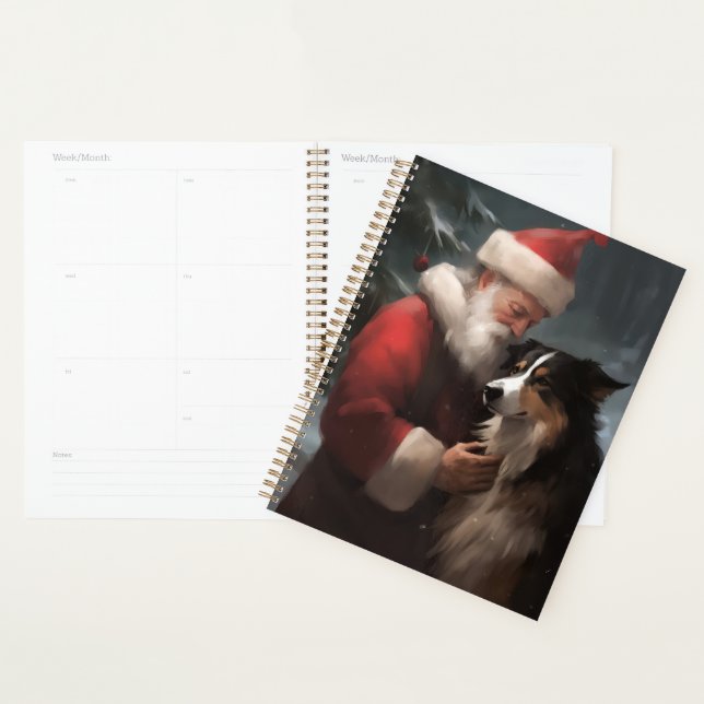 Border Collie With Santa Claus Festive Christmas Planner (Display)