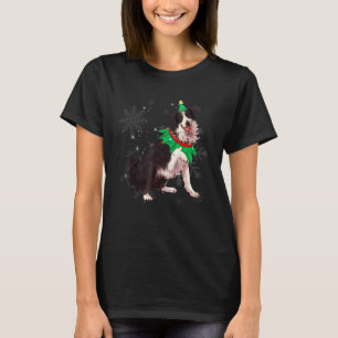 Border Collie Woman Christmas Tree T-Shirt