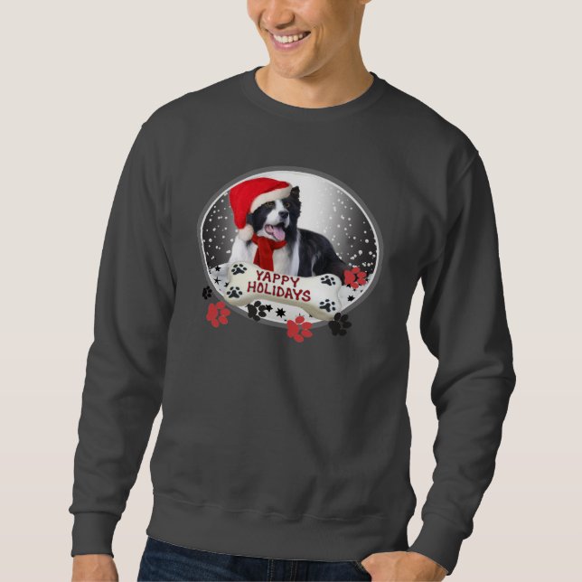 Border Collie Yappy Holidays Sweatshirt (Front)