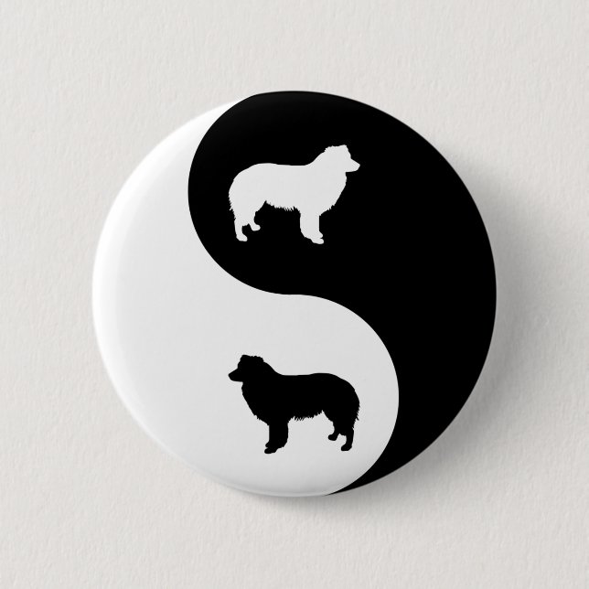 Border Collie Yin Yang 6 Cm Round Badge (Front)