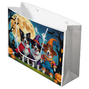 Border Collies Dogs Pumpkin Halloween Funny Large Gift Bag