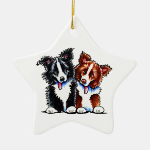 Border Collies Little League Ceramic Tree Decoration