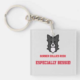 Border Collies Rock Personalized  Key Ring
