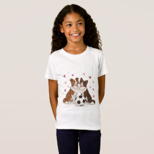 Border Collies with soccer ball for Valentine's Da T-Shirt