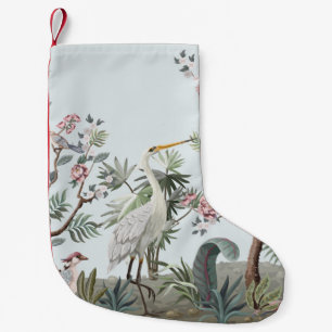 Border in chinoiserie style with storks and peonie small christmas stocking