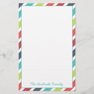 Border of Diagonal Stripes Customised Stationery