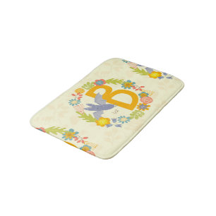 Border of Wildflowers Yellow Red Alphabet Letter B Bath Mat