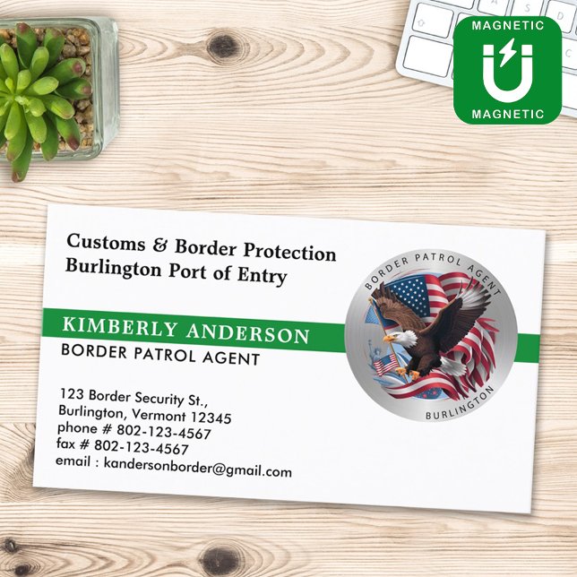 Border Patrol Agent Federal Military Police Logo Magnetic Business Card (Creator Uploaded)