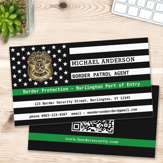 Border Patrol Agent Military Police Custom QR Code Business Card (Creator Uploaded)