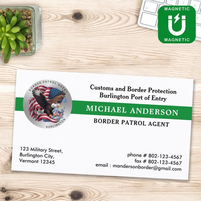 Border Patrol Custom Military Federal Police Logo Magnetic Business Card (Creator Uploaded)