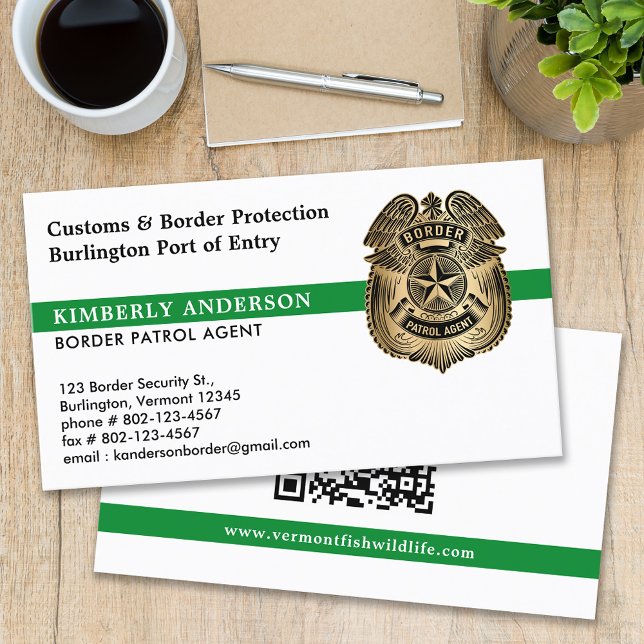 Border Patrol Military Police Game Warden QR Code Business Card (Creator Uploaded)