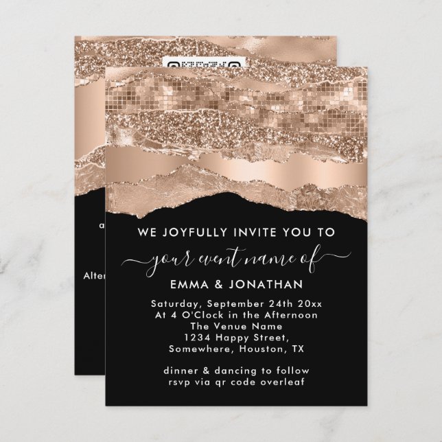 Border QR Code Glitter Rose Strokes Abstract (Front/Back)