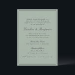 Border Script Elegant Wedding Olive Gray RSVP Invitation<br><div class="desc">This wedding invitation features a dusty sage green background,  soft black refined serif lettering,  and a clean border.</div>