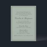 Border Script Elegant Wedding Olive Gray RSVP Invitation<br><div class="desc">This wedding invitation features a dusty sage green background,  soft black refined serif lettering,  and a clean border.</div>