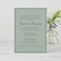 Border Script Elegant Wedding Olive Gray RSVP
