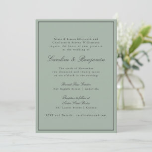 Border Script Elegant Wedding Olive Gray RSVP Invitation