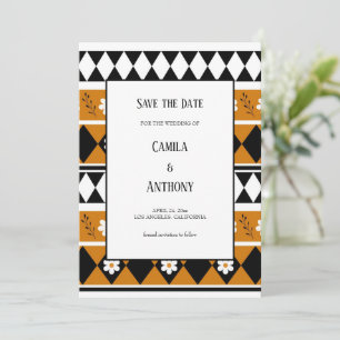 Border Stripe Flower Diamond Boho Floral Pattern Invitation
