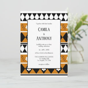 Border Stripe Flower Diamond Boho Floral Pattern Invitation