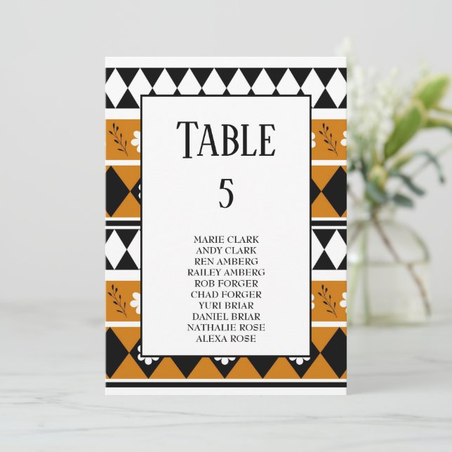 Border Stripe Flower Diamond Boho Floral Pattern Invitation (Standing Front)
