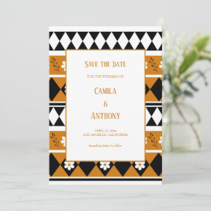 Border Stripe Flower Diamond Boho Floral Pattern Invitation