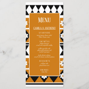 Border Stripe Flower Diamond Boho Floral Pattern Menu