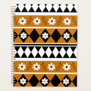 Border Stripe Flower Diamond Boho Floral Pattern Planner