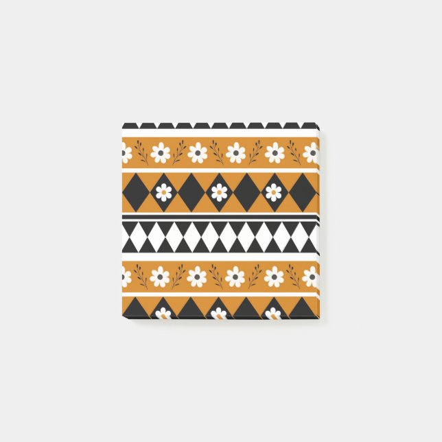 Border Stripe Flower Diamond Boho Floral Pattern Post-it Notes (Front)