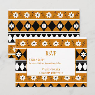 Border Stripe Flower Diamond Boho Floral Pattern RSVP Card
