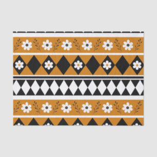 Border Stripe Flower Diamond Boho Floral Pattern Tissue Paper