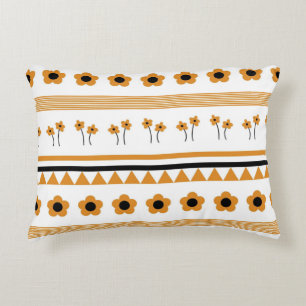 Border Stripe Flower Triangle Boho Pattern Decorative Cushion