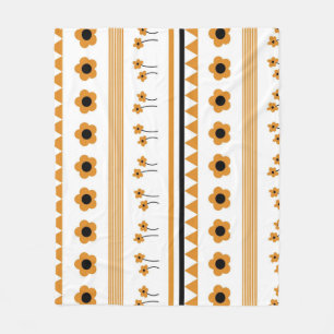 Border Stripe Flower Triangle Boho Pattern Fleece Blanket